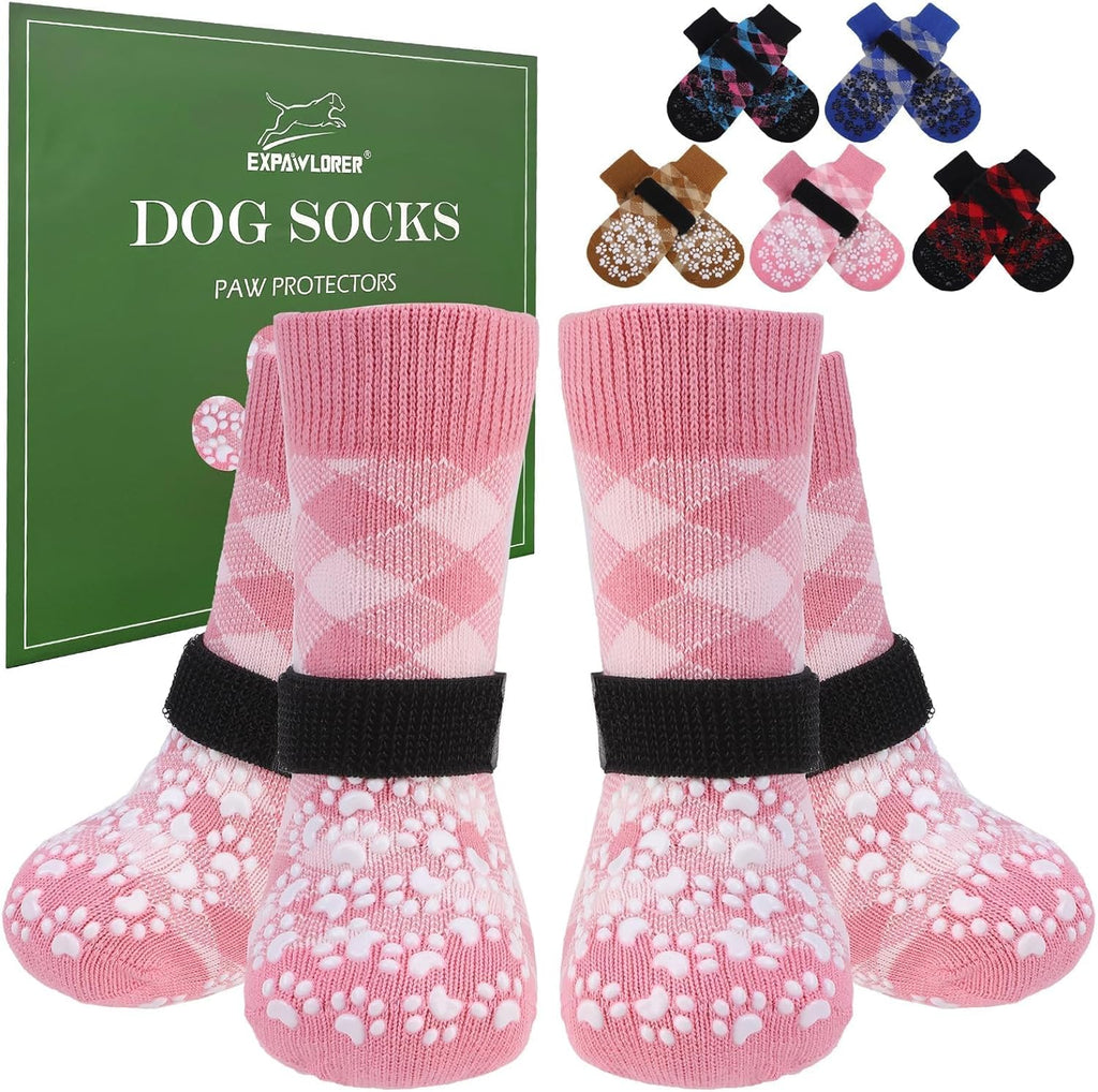 EXPAWLORER Dog Socks for Summer Hot Pavement to Prevent Licking Paws, Anti Slip Doggie Booties Grippy Shoes for Hardwood Floors, Boots & Paw Protectors for Small Medium Large Senior Dogs Khaki M - Image 12
