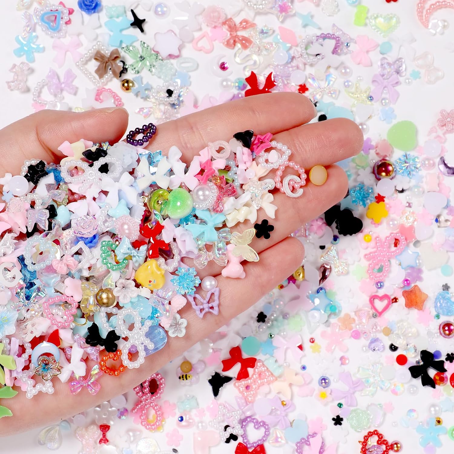 The Beauty Blush 200 Pcs Assorted Resin Nail Art Charms front view