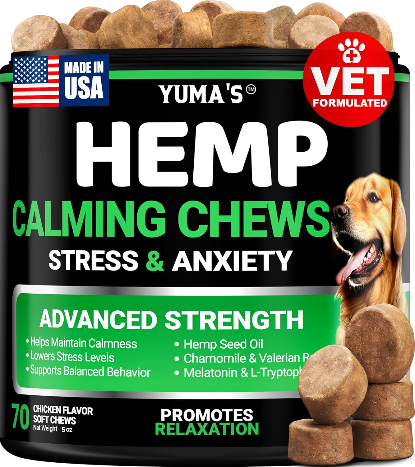 Yuma's hip and joint soft chews in a bowl for pet owners