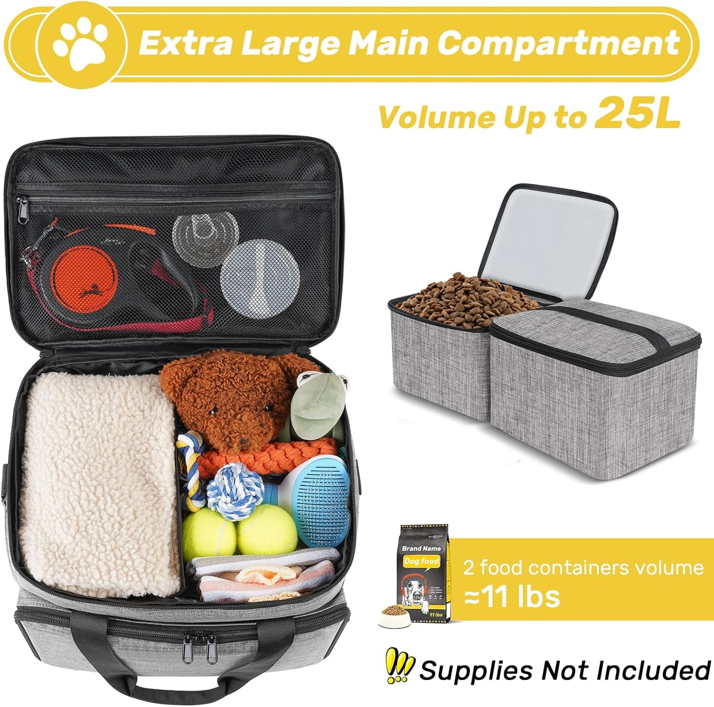Abrimelodi airline approved pet suitcase with collapsible silicone bowls