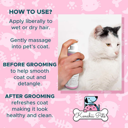 8 Fluid Ounce Kenchii Happy Kitten grooming spray bottle