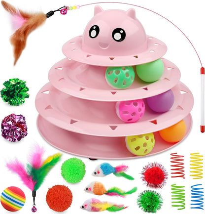 Upsky cat toy roller blue turntable interactive pet hunting chase game