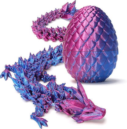 Zobetro 3D printed purple articulated crystal dragon inside egg