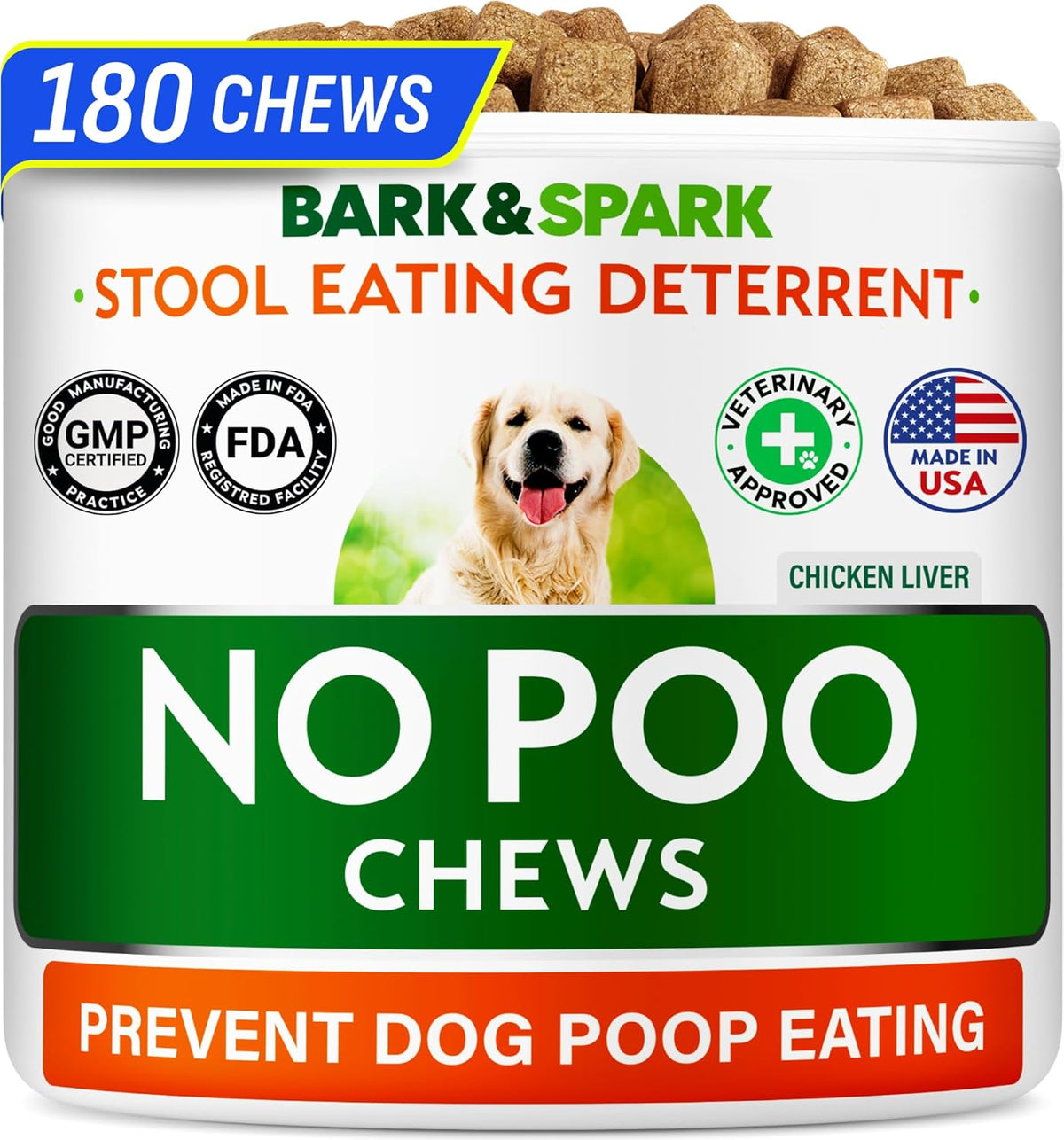 BARK&SPARK NO Poo Treats - Prevent Dog Poop Eating - Coprophagia Treatment - Stool Eating Deterrent - Probiotics & Enzymes - Digestive Health + Breath Aid - 120 Soft Chews - USA Made - Bacon Flavored - Image 12