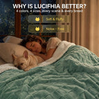 Luciphia premium pet shield blanket protecting a luxury bed from dog hair and urine stains.