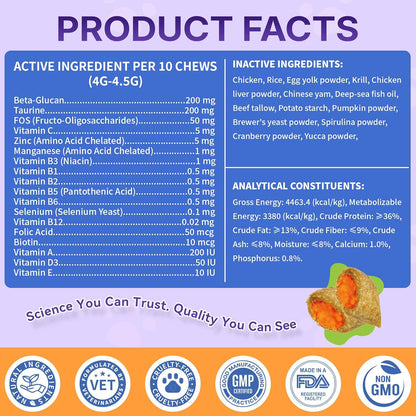 Taurine for Cats Vitamins Treats, 18 in 1 Cat Multivitamins Treats 500 Crunchy & Krill Chews Cat Vitamins with Taurine Supplements for Heart Vision Immune Digestion Skin & Coat Support for All Ages - Image 9