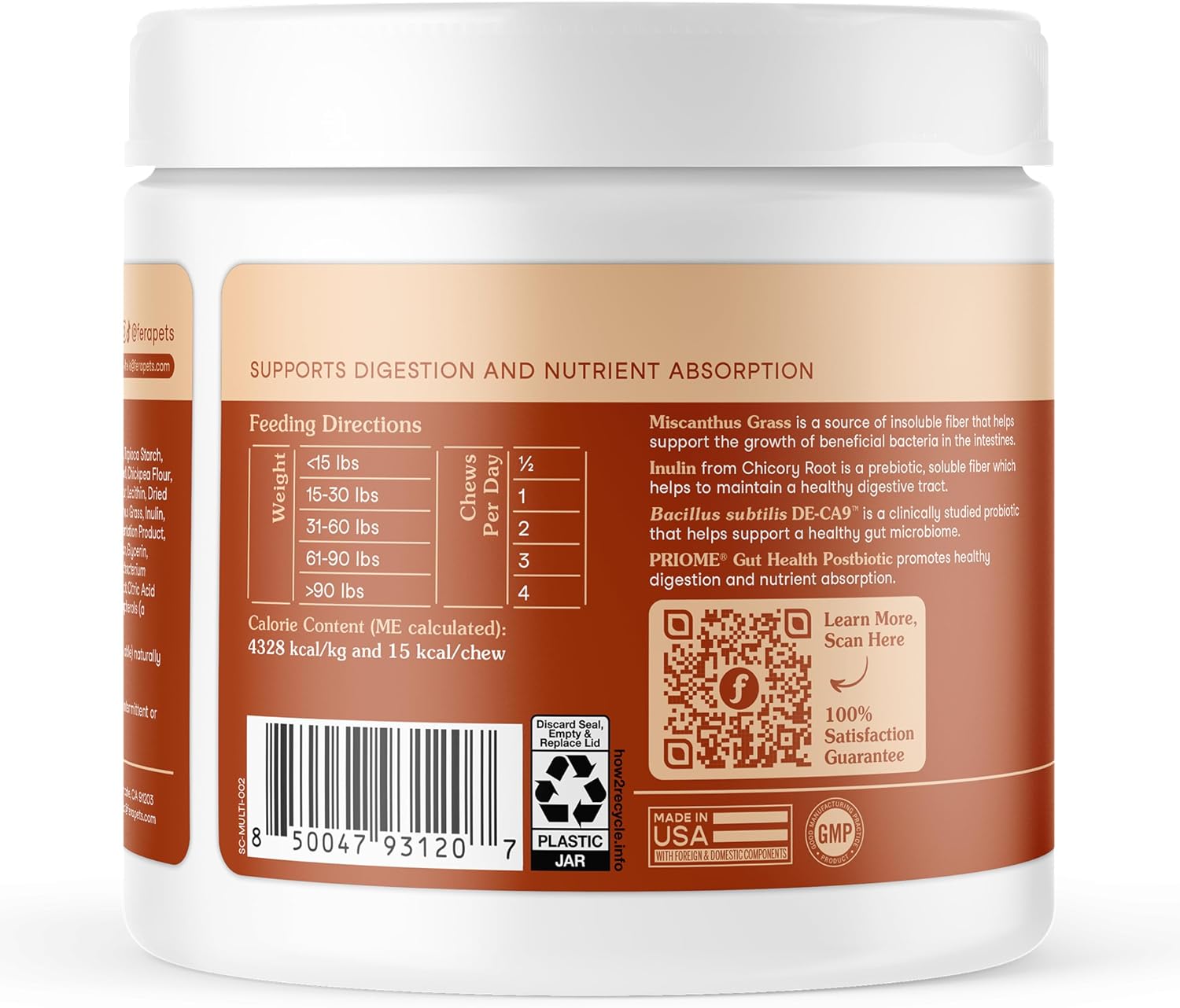 Fera Pets Probiotics for Dogs with Prebiotics and Postbiotics - Full Spectrum Gut Health Support - Promotes a Balanced Gut Microbiome - Boosts Immune Health - 90 Soft Chews - Image 9