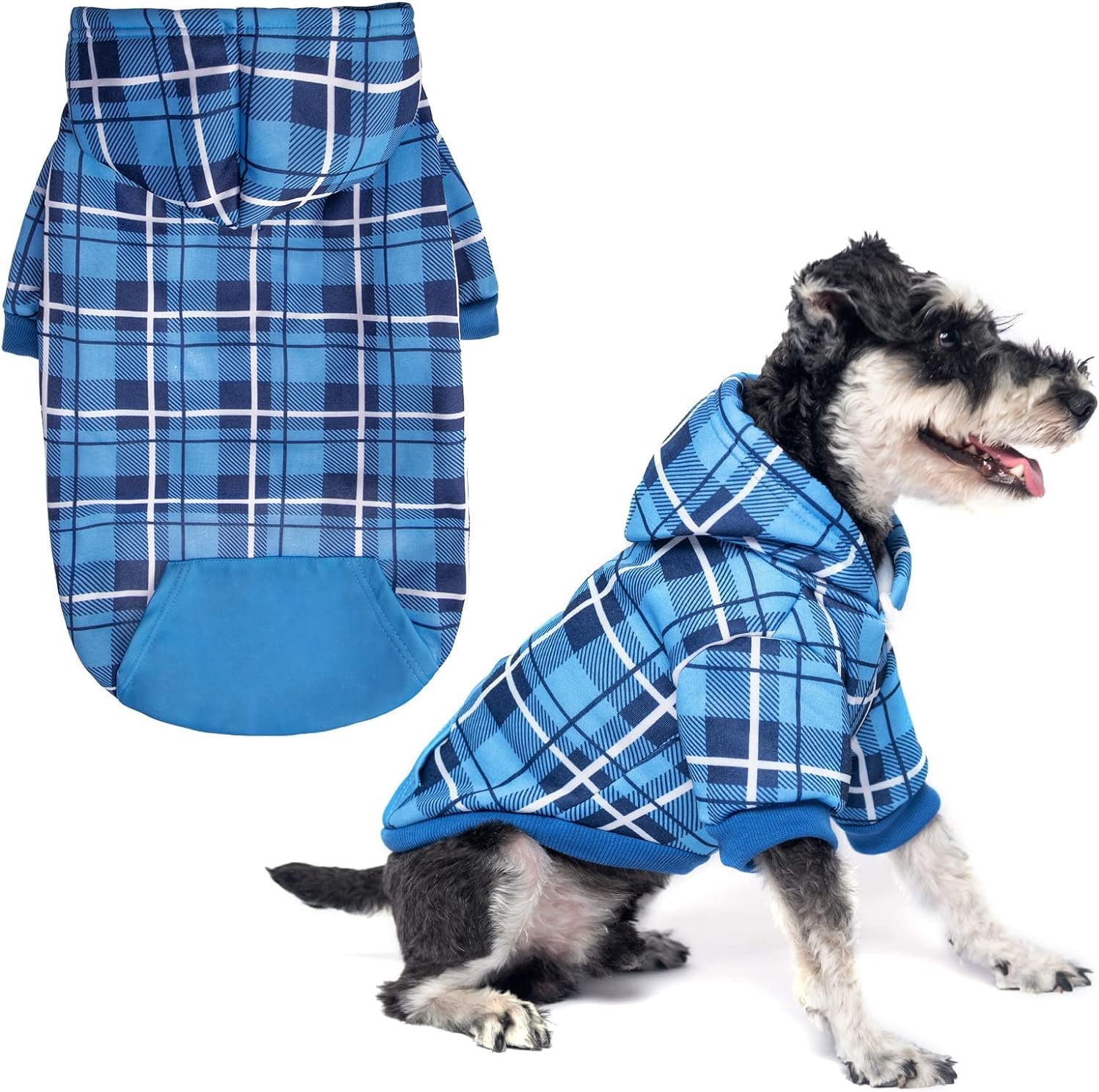 EXPAWLORER Plaid Dog Hoodie - British Style Warm Dog Sweater Shirt with Leash Hole,Pitbull Clothes Outfits,Winter Coat Apparel for All Breeds Puppy Girl Boy-Cat Apparel,Beige Medium - Image 12