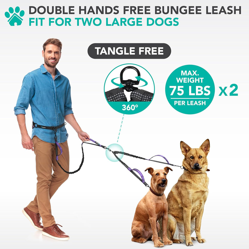 PetAmi dual dog leash close up of three sixty degree no tangle swivel coupler.