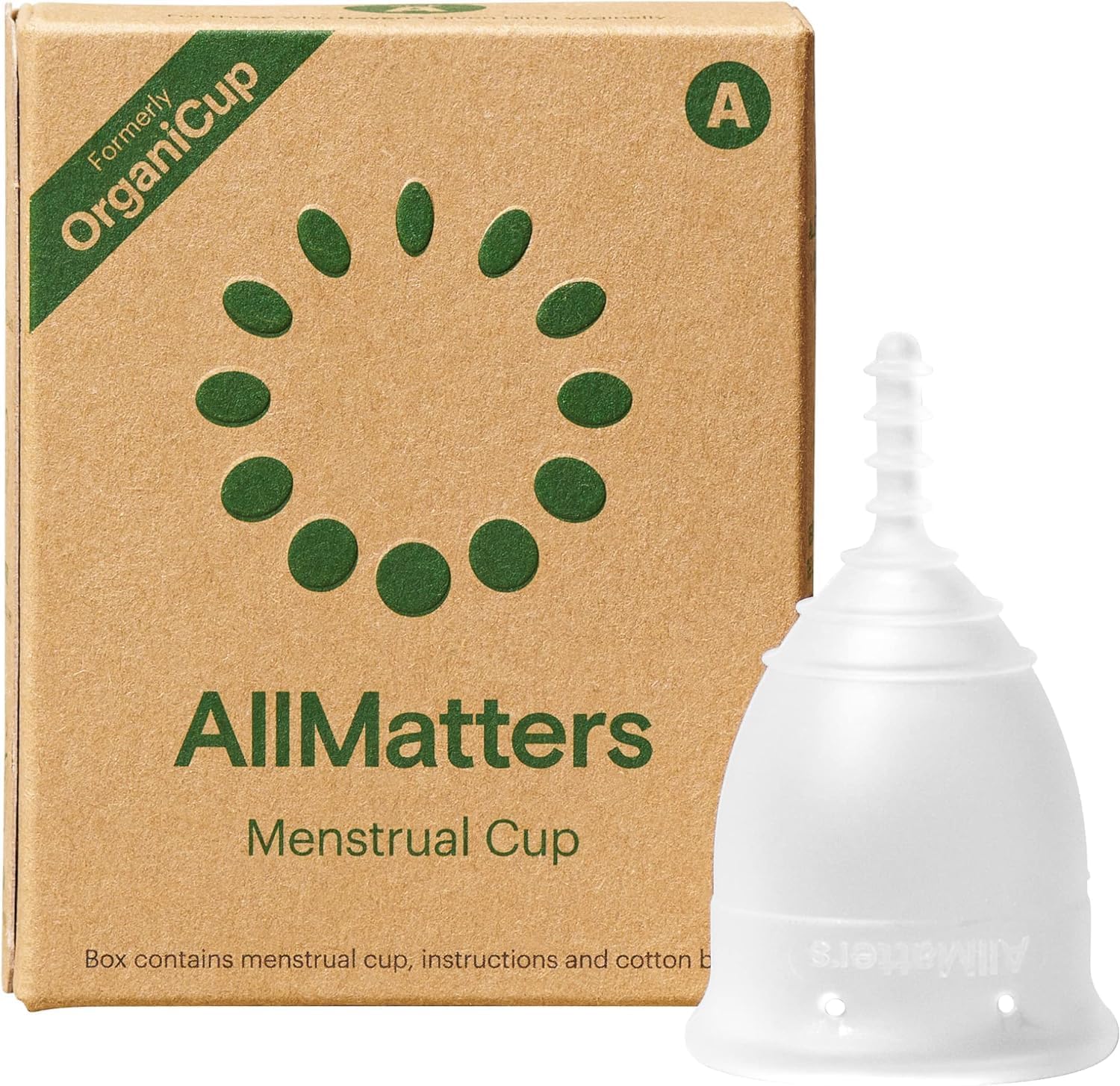 AllMatters OrganiCup Size A front view medical grade silicone cup