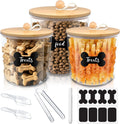 Hoytamdar 3 pack airtight dog food storage container set with bamboo lids front view