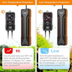 Hygger aquarium heater inside a fish tank setup