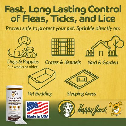 Happy Jack permethrin powder for dog sleeping quarters and kennels