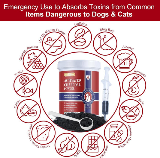 Emergency pet poison antidote activated charcoal powder for cats container