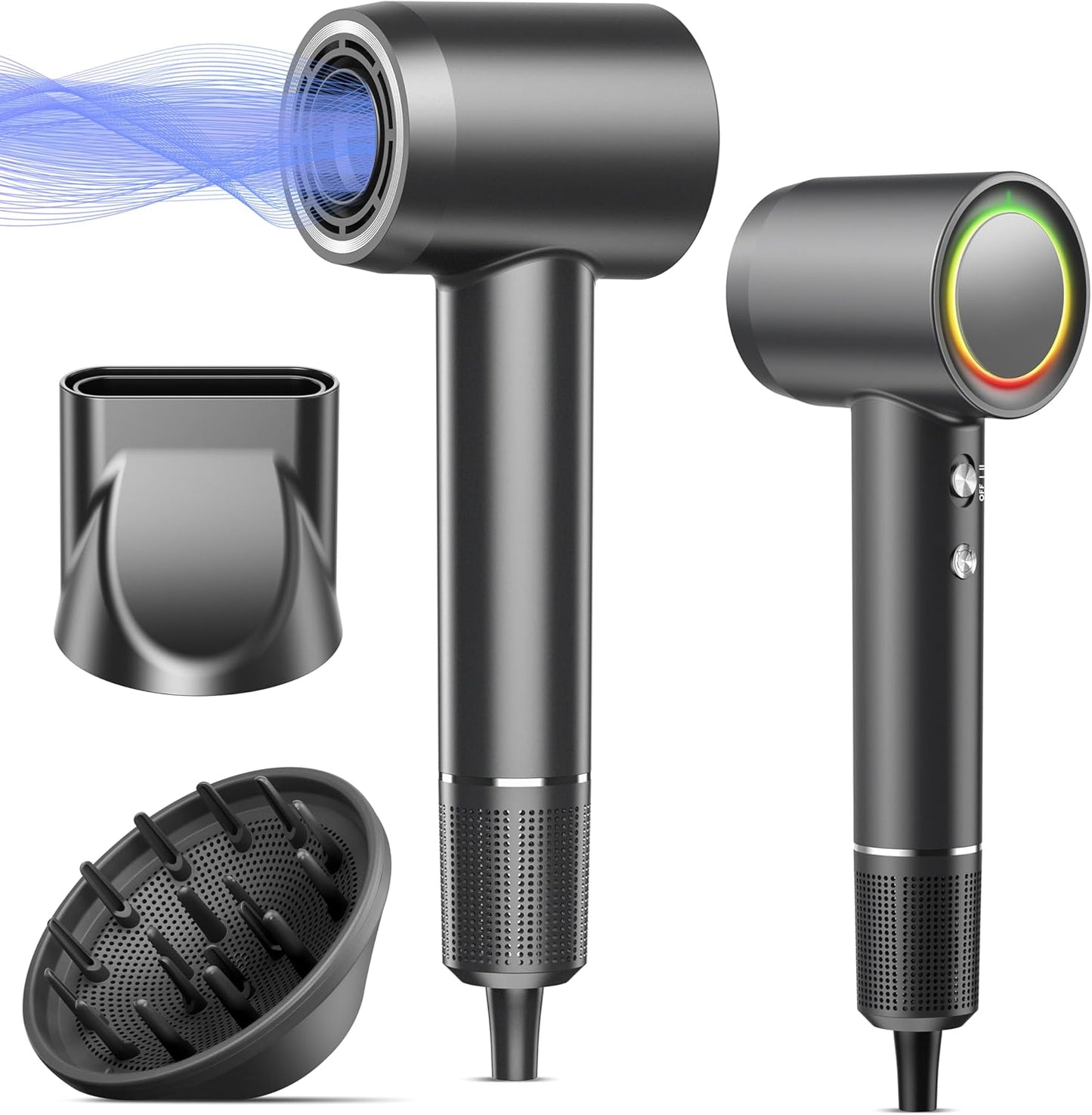 OIMYE high speed ionic hair dryer front view showing sleek professional design