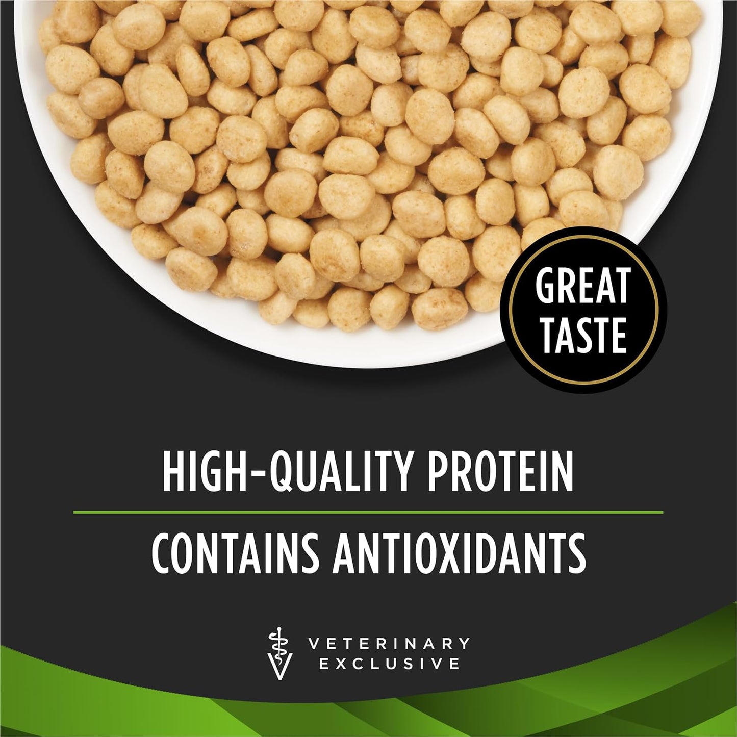 Close up of Purina HA Hydrolyzed cat food kibble packaging details