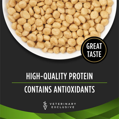 Close up of Purina HA Hydrolyzed cat food kibble packaging details