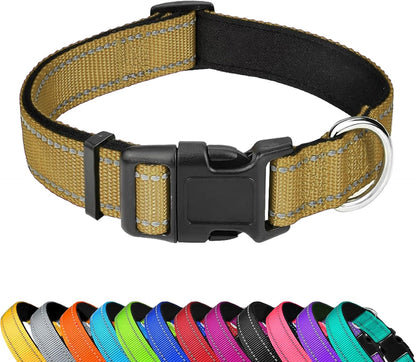 Reflective Dog Collar, Adjustable Soft Neoprene Padded Nylon Pet Collars with Buckle for Medium Dogs, Teal,M - Image 10