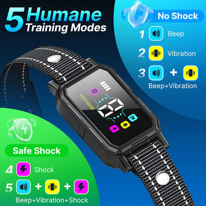Three rechargeable dog bark collars for large and small dogs