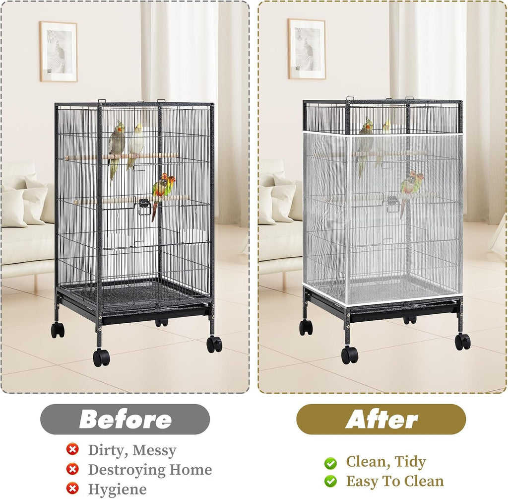 Hpmjz bird cage seed catcher displayed flat showing size