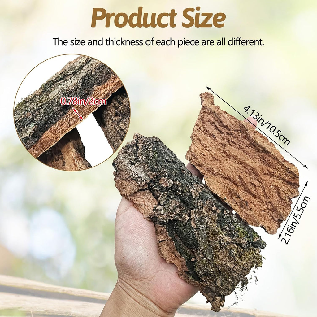 Natural flat cork wood substrate pieces for reptile enclosures