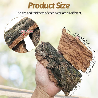 Natural flat cork wood substrate pieces for reptile enclosures