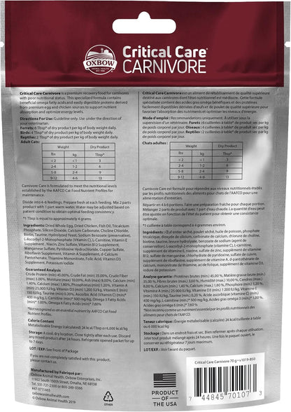 Oxbow Carnivore Care recovery supplement packaging