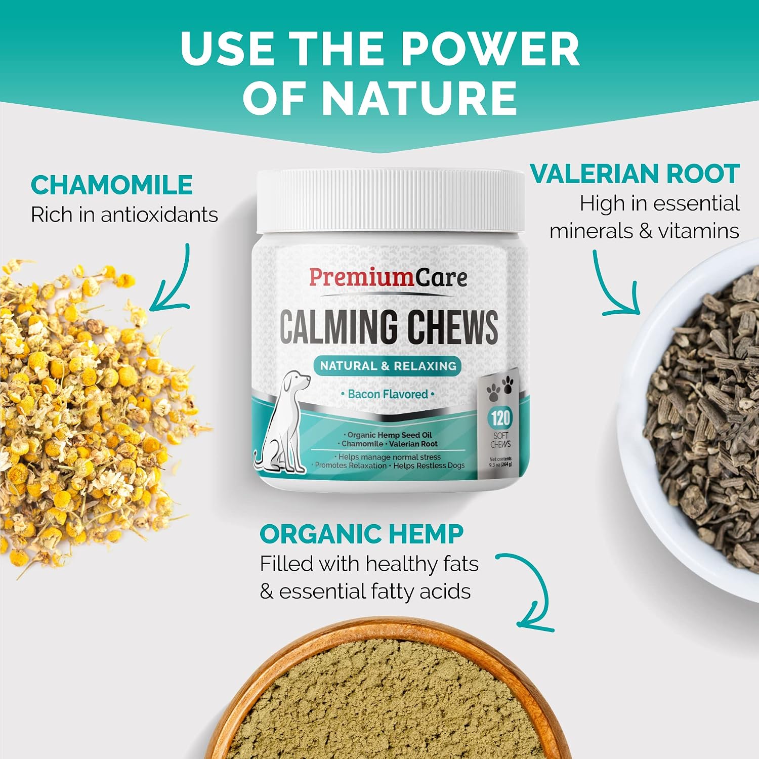 Premium Care USA made dog separation anxiety natural supplement