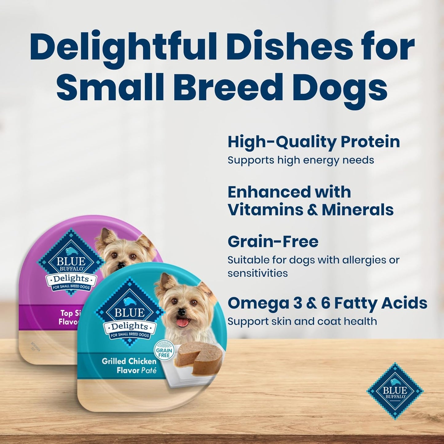 Blue Buffalo premium pÃ¢tÃ© dog food texture showing real meat and vegetable pieces.