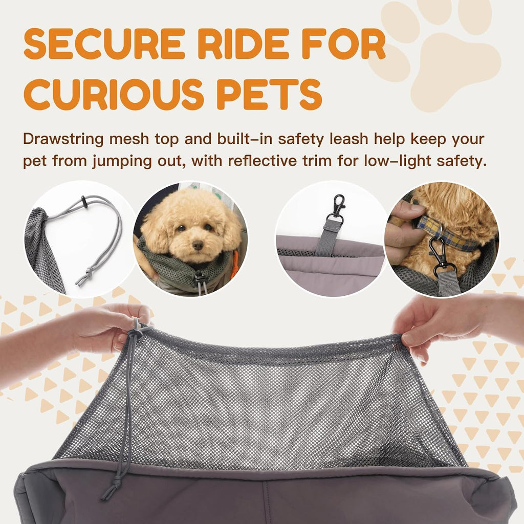 Close up view of breathable 3D air-mesh lining in pet sling