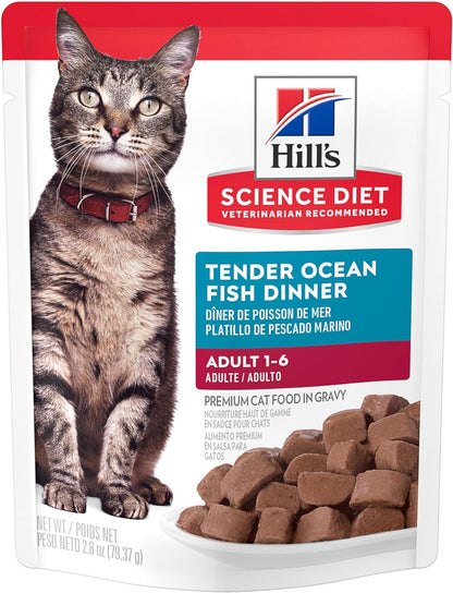 Hill's Science Diet Adult 1-6 Wet Cat Food Variety Pack, Chicken, Tuna, & Ocean Fish, 2.8 oz. Pouches, 12-Pack - Image 14