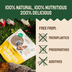 Poultry feed supplement poured out to show ingredient mix