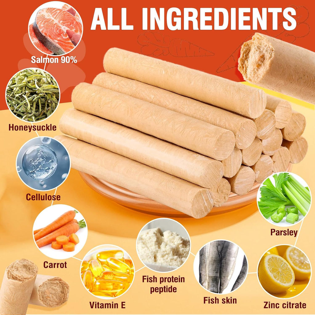 Packsy salmon sticks natural ingredient label