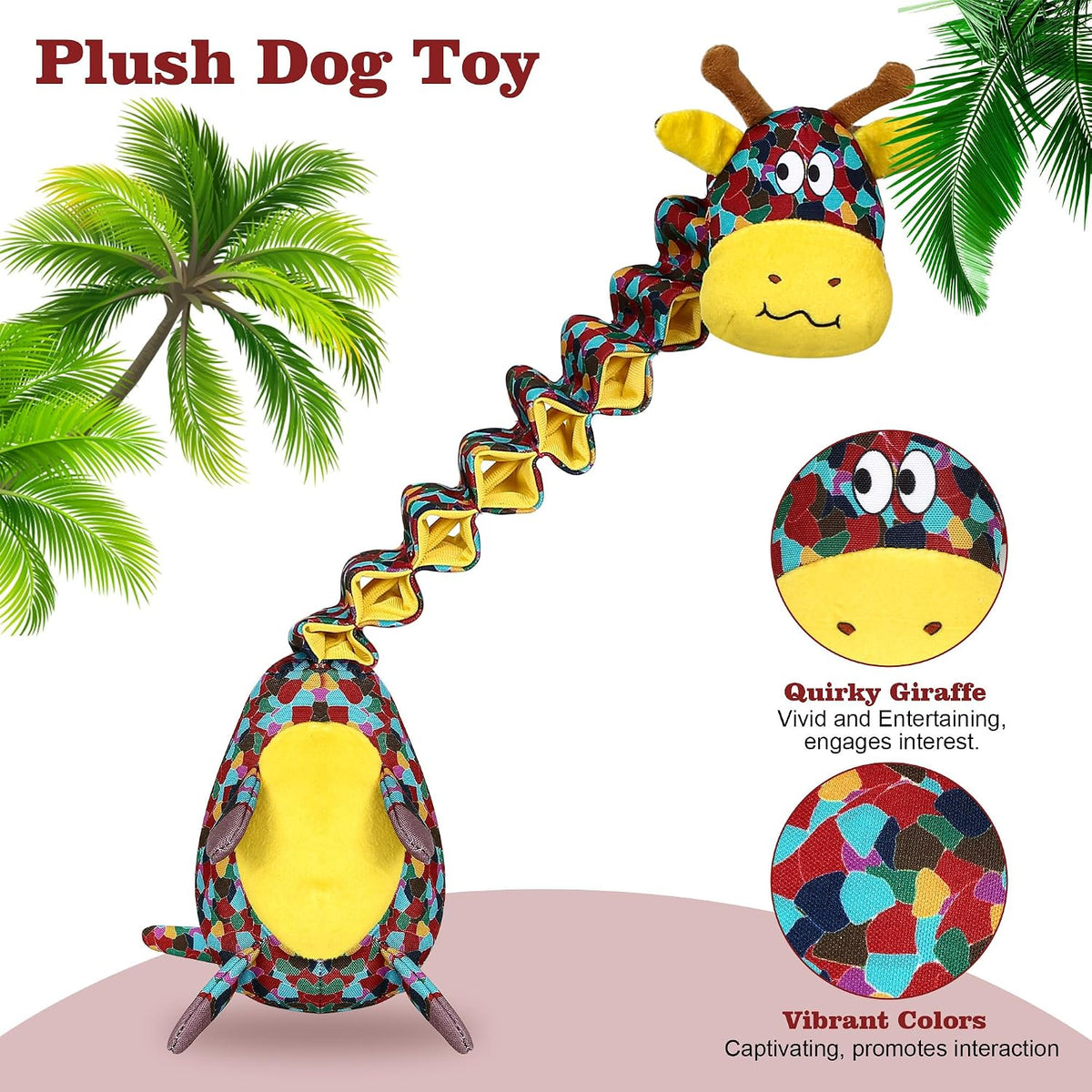 Iokheira interactive squeaky dog toy accordion neck stretched during tug of war.
