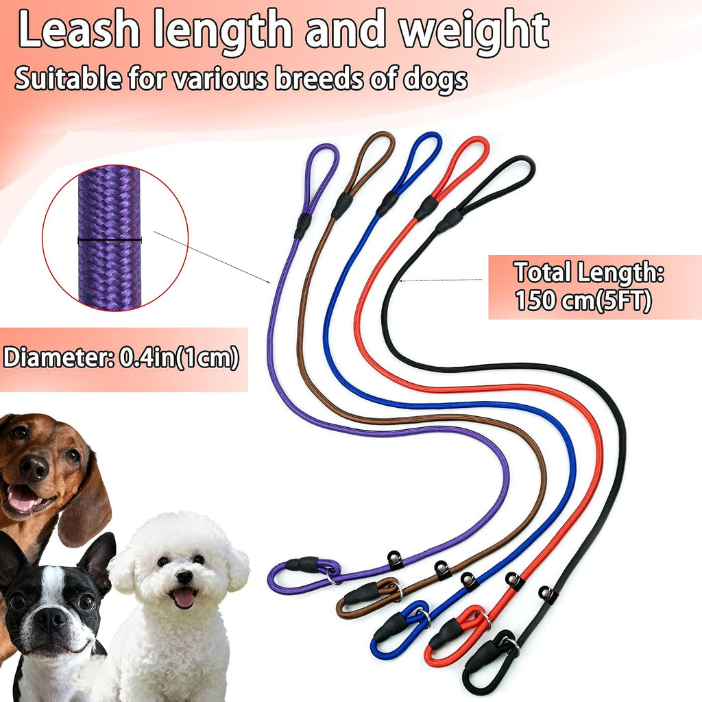 FOVRLZSE slip lead training leash showcasing the ten millimeter high density braided nylon construction.
