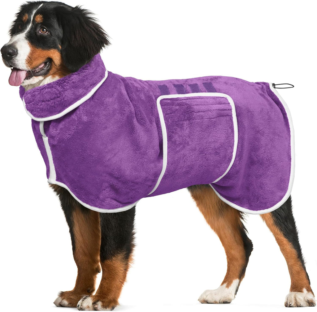 Dog Bathrobe Towel Drying Coat - Super Absorbent Dog Towels Bath Robe for Drying Dogs Large, Soft Adjustable Collar & Belly Strap Fast Drying Coat Pet Dog Cat Bath Robe Towel (Grey, X-Large) - Image 12