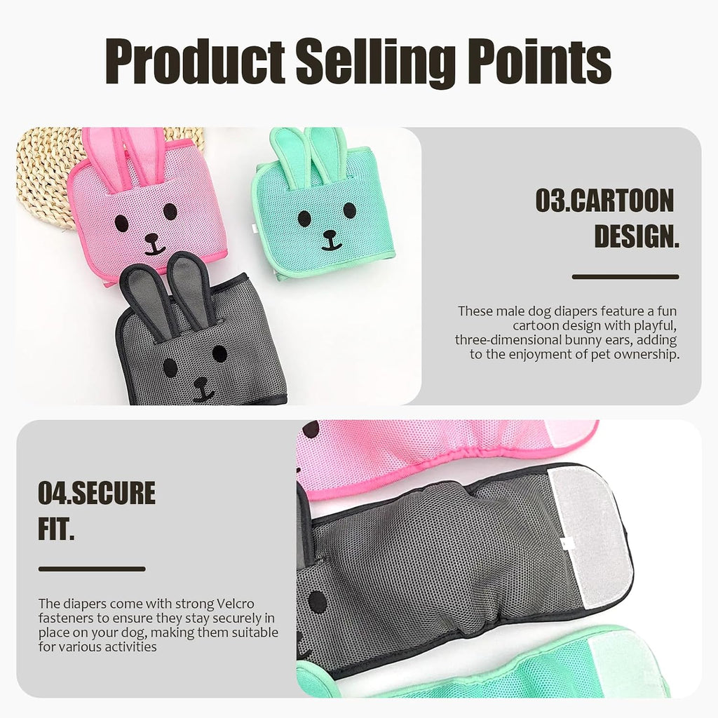Colenumone adjustable puppy diaper showcasing strong hook and loop fasteners