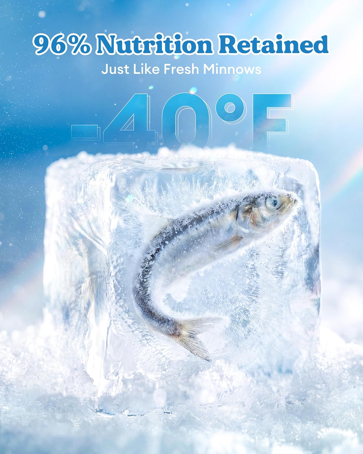 Nutritional information and feeding guidelines for Pawaura wild-caught minnows single ingredient pet snacks.