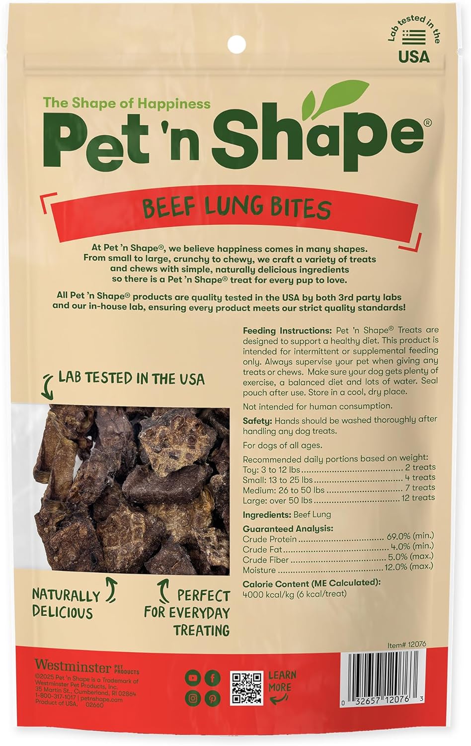 Detailed view of natural beef lung dog treat texture