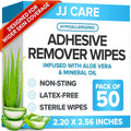 JJ CARE Adhesive Remover Wipes 50 pack front view medical skin care