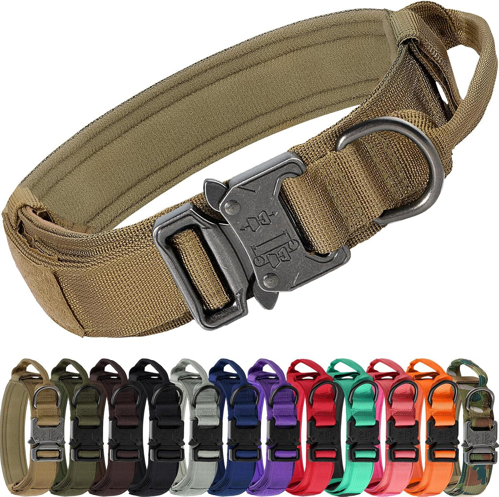 Joytale Tactical Dog Collar with Handle and Metal Buckle, Heavy Duty Padded Military Collar with 2 Patches for Training, Adjustable for Large Dogs, Black, L - Image 12
