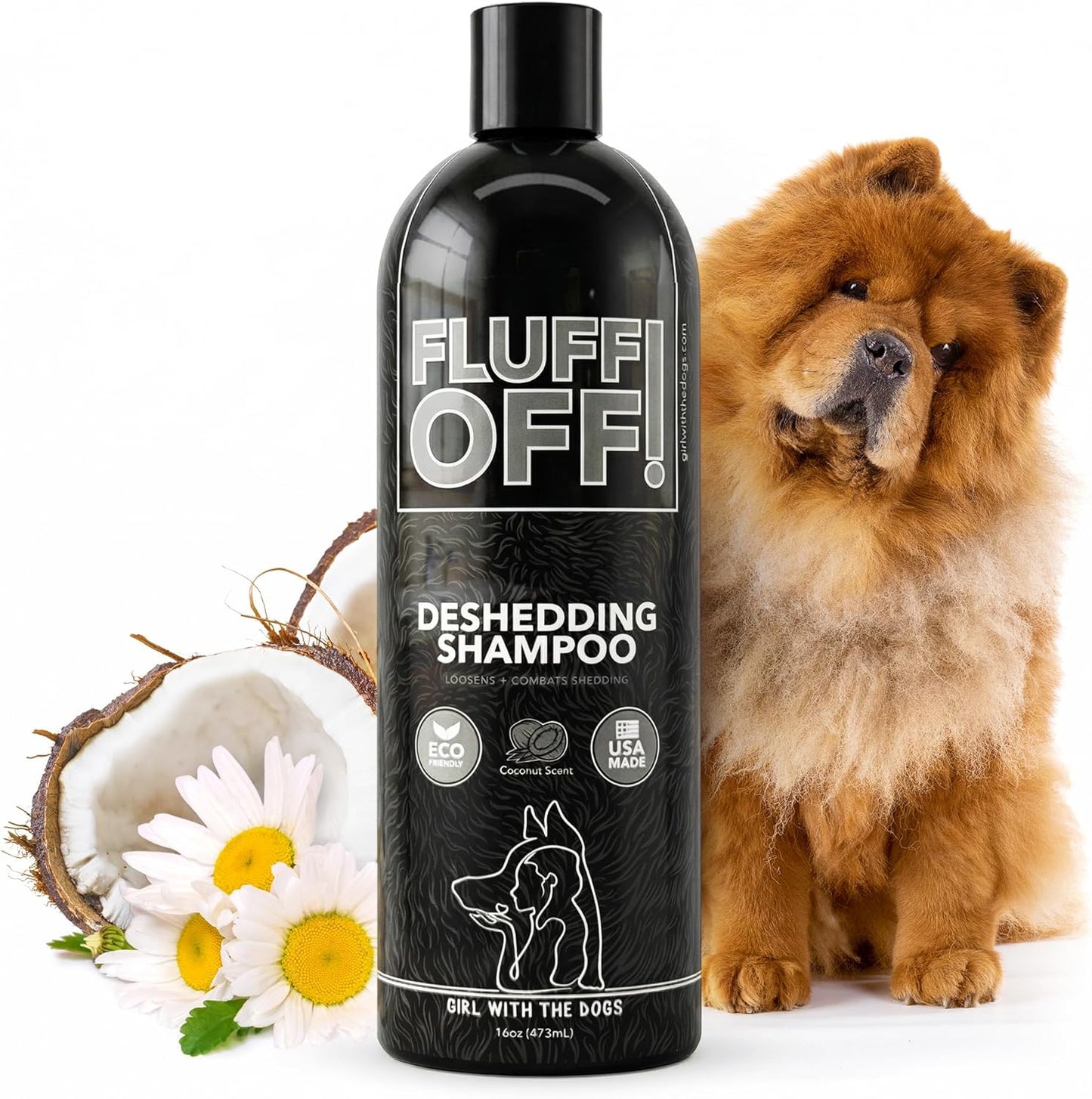 Girl With The Dogs Fluff Off Natural Deshedding Shampoo front bottle view