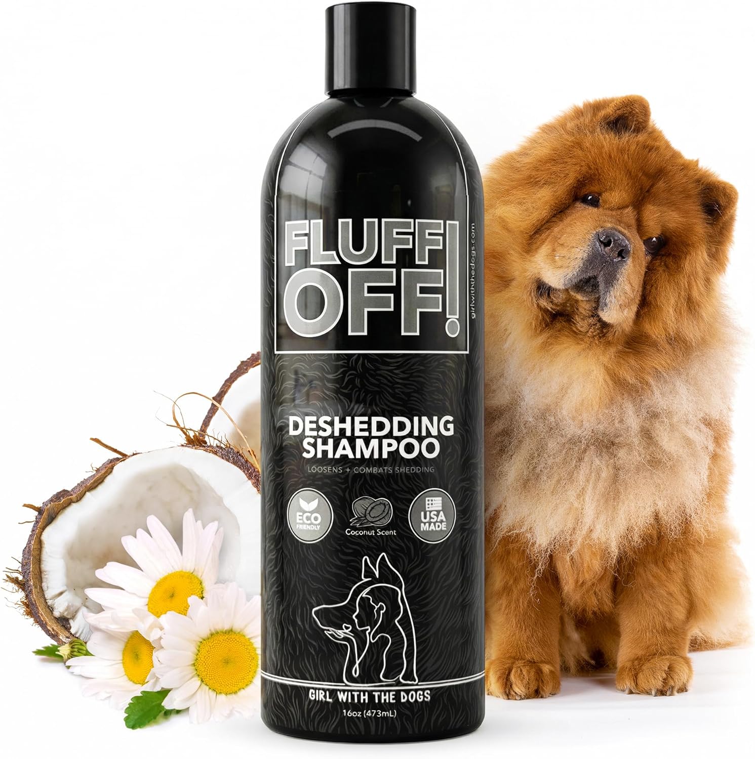 Girl With The Dogs Fluff Off Natural Deshedding Shampoo front bottle view