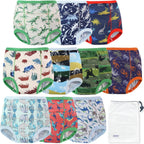 EZ Moms High Waist Potty Training Underwear front view of dinosaur print toddler pants pack.