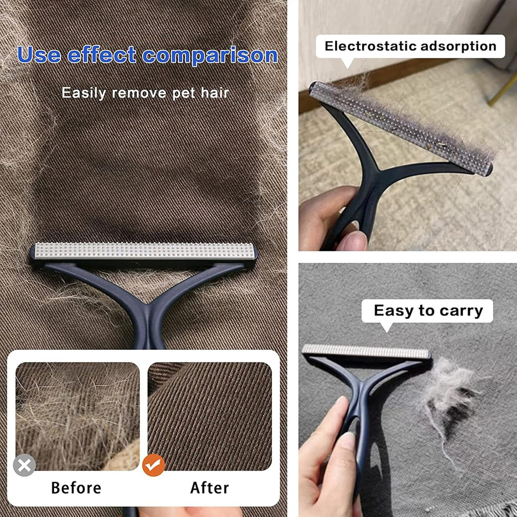 Pet hair removal tool used on car upholstery