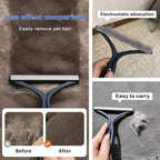 Pet hair removal tool used on car upholstery