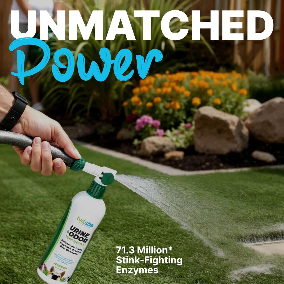 Turfspa enzymatic turf cleaner bottle with hose end sprayer attachment