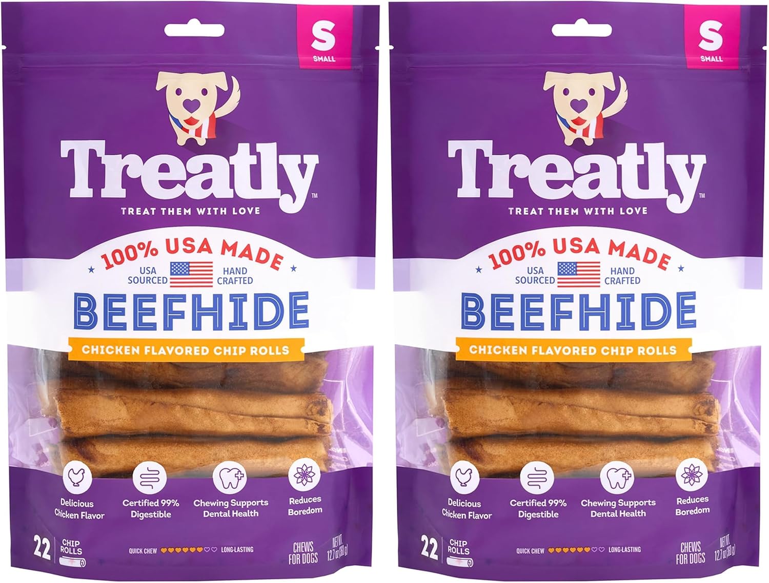USA Beefhide Chip Rolls 5-6" Dog Chew Treats - Peanut Butter Flavor, 20 Count/2 Pack - Image 14