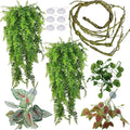 MEPHAN reptile tank accessories front view showing artificial plants and bendable vines.