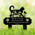 HEGANITS Cat Grave Marker Outdoor Memorial 12 inch metal plaque front view placed in a garden